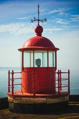 Wall murals Lighthouse Farol de Nazare, famous lighthouse on the cliff in Nazare. Portugal