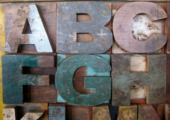 Alphabet abstract - vintage wooden letterpress types.