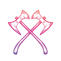 crossed axes, medieval weapons over white, vector illustration