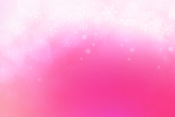 Abstract winter background, snow flakes falling on pink gradient