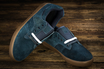 dark blue man's shoe