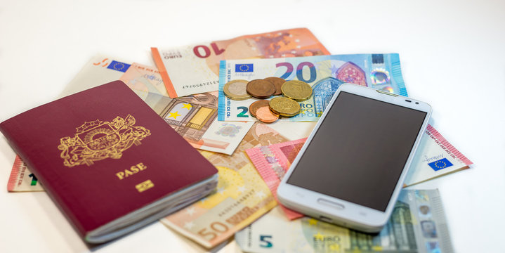 Passport, money and phone - ready to go anywhere