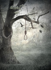 Hangman's tree. Concept graphic in soft oil painting style. - 131433806