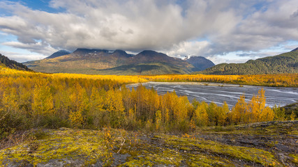 Fall in Alaska. Kenai Fjords National Park. Close to port of Seward and Exit Glacier.