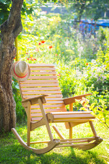 rocking chair in a garden