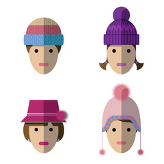 women icons with wool hats