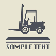 Fork lift truck icon or sign