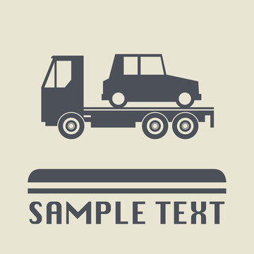 Car salvage and towing icon or sign