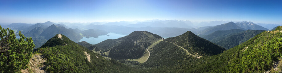Panorama view over the Bavarian Alps - Herzogstand, Heimgarten