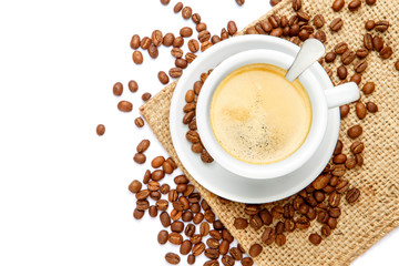 coffee and croissant on a white background