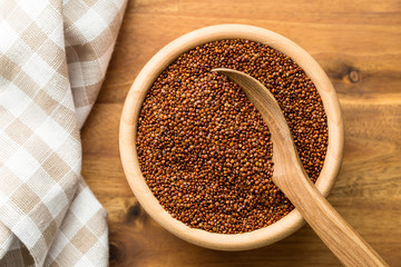 Red quinoa seeds.