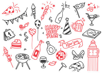 Set of New Year doodle