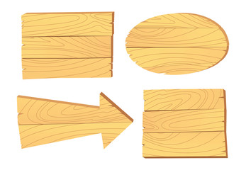 Cartoon wooden signboard isolated on white background