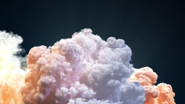 Space Shuttle In The Clouds Of Smoke. 3D Animation.