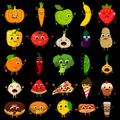 animated food flat icon set