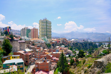 View of the Bolivian city La Paz 
