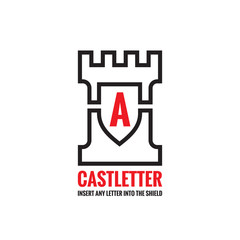 Castle tower - vector logo concept illustration. Creative sign template for any letter and title. Protection shield symbol. Design element.