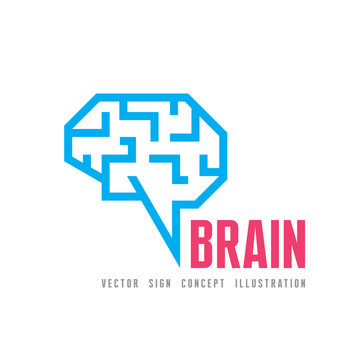 Human brain - vector logo template concept illustration. Geometric mind structure sign. Creative idea symbol. Design element.