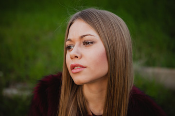 Naklejka premium Beautiful portrait of a blonde girl