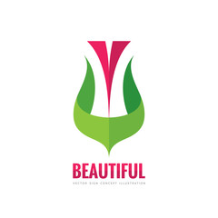 Beautiful abstract flower with leaves - vector business logo template concept illustration. Design element.
