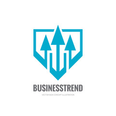 Business trend - vector logo template concept illustration for business company. Arrows sign in shield. Design element.