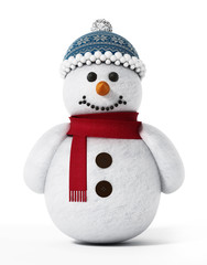 Snowman isolated on white background. 3D illustration