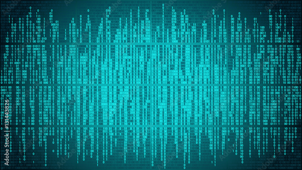 Aufkleber abstract cyberspace with digital lines, binary code, matrix background with digits