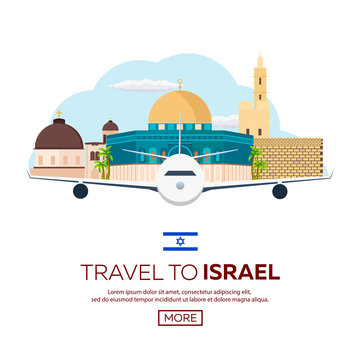 Travel to Israel, Jerusalem Poster skyline. Wailing wall. Vector illustration.