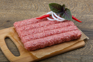 Raw sausages for grill