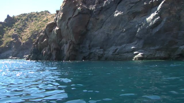 Mediterranean rocky coast, eolian island, Italy