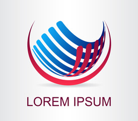 Logo stylized spherical surface with abstract shapes