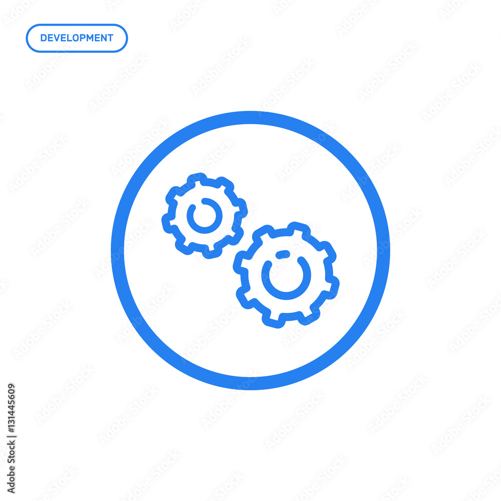 Poster vector illustration of flat line icon. graphic design concept of development. use in web project and