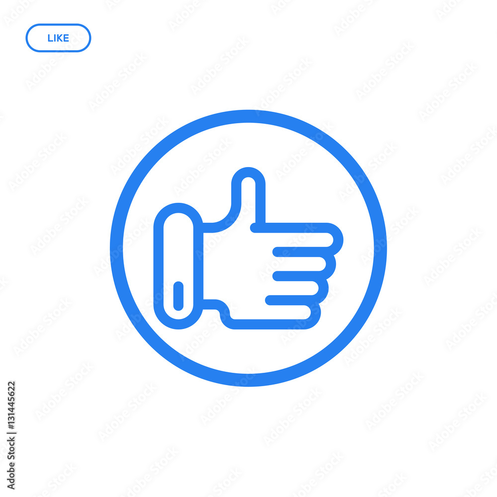 Poster vector illustration of flat line hand icon. graphic design concept of like. use in web project and a