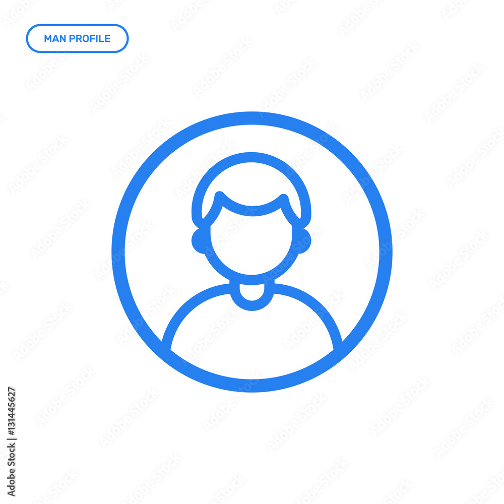Poster vector illustration of flat line male icon. graphic design concept of man profile. use in web projec