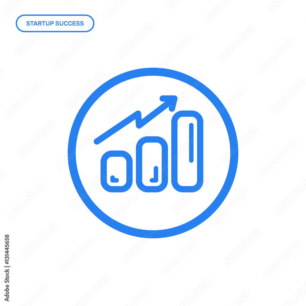 Poster vector illustration of flat line chart icon. graphic design concept of startup success. use in web p