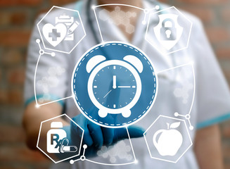 Medicine alarm clock time management health care concept. Healthcare medical treatment insurance...