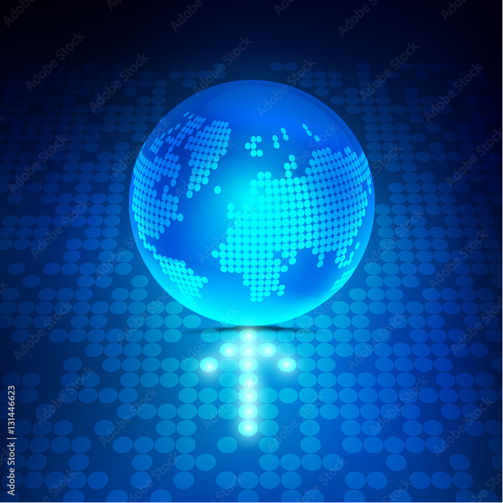 Aufkleber modern globe connections network design with light pointer