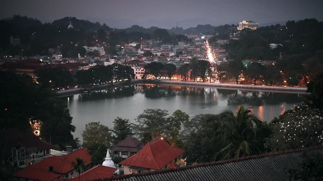 Night view of Kandy city, Sri Lanka
