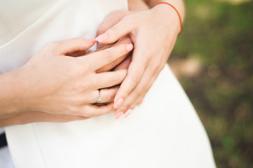 lovely happy couple  at summer park