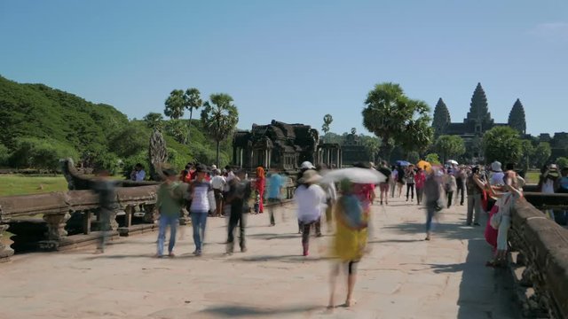 Angkor Wat Temple Cambodia visitors time lapse