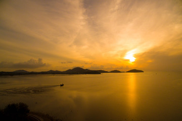 Sunset with reflection on the lake