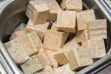Diced tofu.
