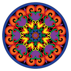 Mandala consisting of different hearts.Vector