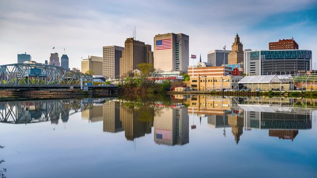 Newark, New Jersey, USA skyline on the Passaic River.