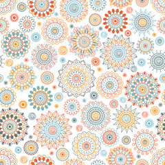 Seamless background of blue, orange and red color in in Arabic style