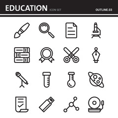 education school and university outline icon design - set 3