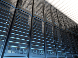 Rows of servers in data center