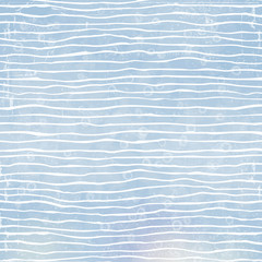 Fototapeta premium Vector marine pattern with white hand drawn lines and spots on blue background.