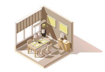 Vector isometric low poly dining room icon