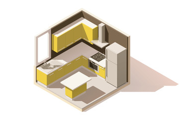 Obraz premium Vector isometric low poly kitchen room icon